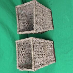 Pier 1 Two Wicker Storage Baskets Trash Cans